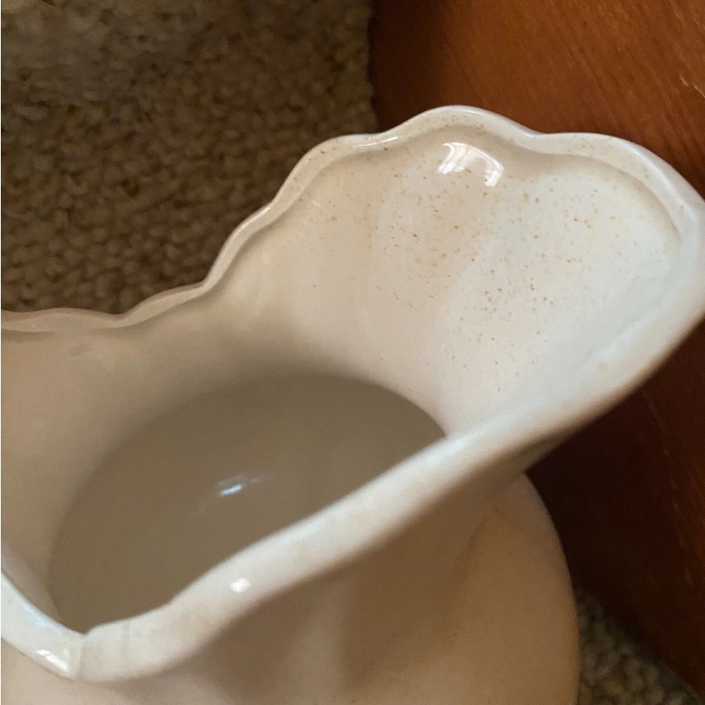 Vintage Enesco Cream Ceramic Pitcher with Blue Floral Design - Picture 6 of 11